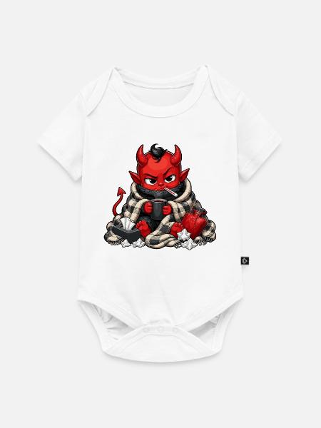 Winterdämon mit Heißgetränk - Baby Premium Kurzarmbody - Weiß