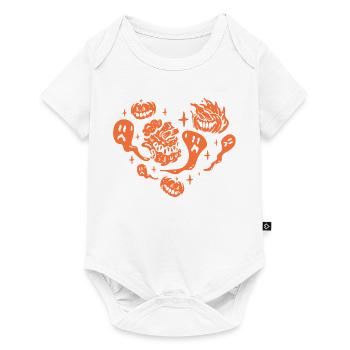 Cœur d’Halloween avec fête d’Halloween - Body à manches courtes Premium Bébé - blanc - Devant