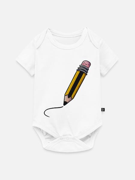 Freundlicher Kawaii Bleistift - Baby Premium Kurzarmbody - Weiß