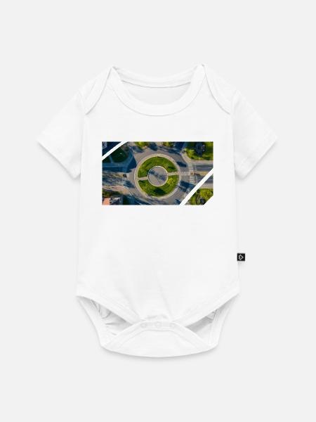 Luftbild Rundkreis Grün Akzente - Baby Premium Kurzarmbody - Weiß