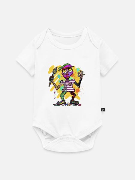 Bunte Fantasiefigur mit Farbklecks - Baby Premium Kurzarmbody - Weiß