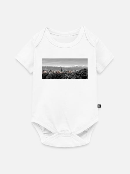 Stadtpanorama mit Bergen - Baby Premium Kurzarmbody - Weiß