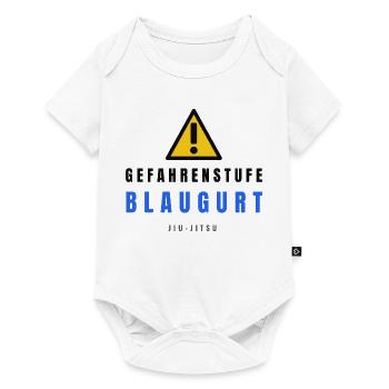 Gefahrstufe BlauGurt JiuJitsu - Baby Premium Kurzarmbody - Weiß - Vorne