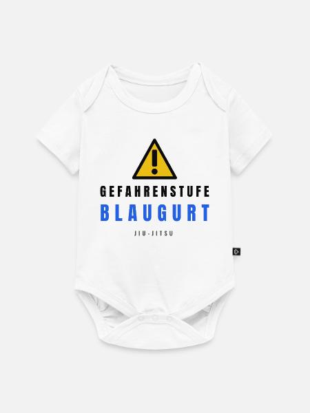 Gefahrstufe BlauGurt JiuJitsu - Baby Premium Kurzarmbody - Weiß