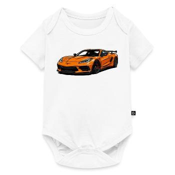 Illustration de voiture de sport orange - Body à manches courtes Premium Bébé - blanc - Devant