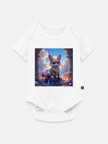 Fantastischer Fuchs unter Edelsteinen - Baby Premium Kurzarmbody - Weiß