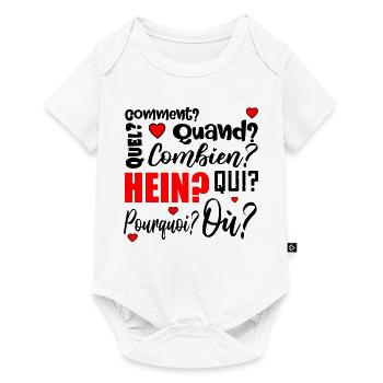 mots interrogatifs - français - Body à manches courtes Premium Bébé - blanc - Devant