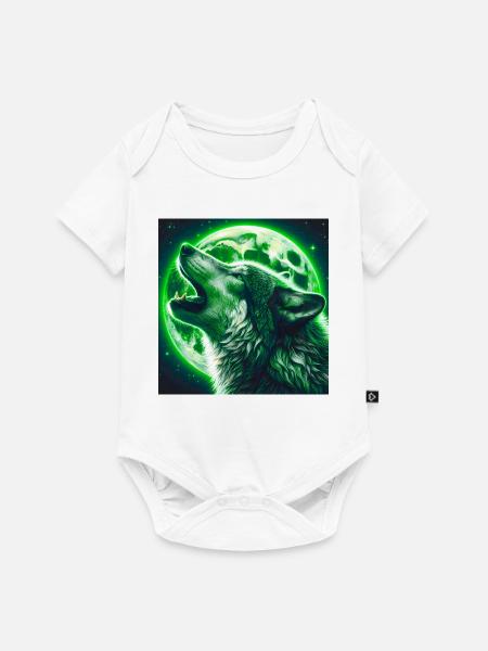 Wolf heult zum Vollmond - Baby Premium Kurzarmbody - Weiß