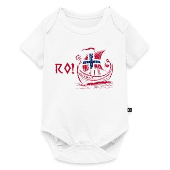 Norway Norge Fjords Scandinavian Ro Viking ship - Baby Premium Kurzarmbody - Weiß - Vorne