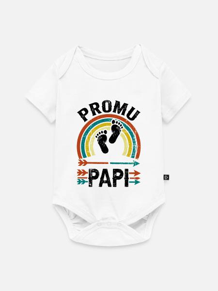 Befördertes Opa-Geschenk Retro-Schwangerschaftsansage - Baby Premium Kurzarmbody - Weiß