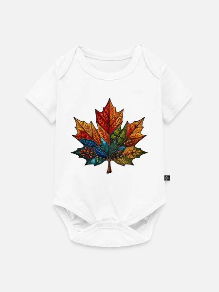 Kaleidoskop Herbstblatt - Baby Premium Kurzarmbody - Weiß
