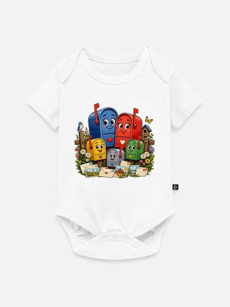Fröhliche Briefkästen im Garten - Baby Premium Kurzarmbody - Weiß