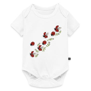 Flight of ladybugs and flowers in the countryside - Baby Premium short-sleeve bodysuit - white - Front
