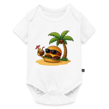 Manger des burgers Paradis de la restauration rapide en été - Body à manches courtes Premium Bébé - blanc - Devant