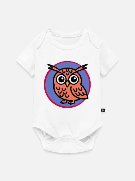 Cartoon-Eule - Baby Premium Kurzarmbody - Weiß