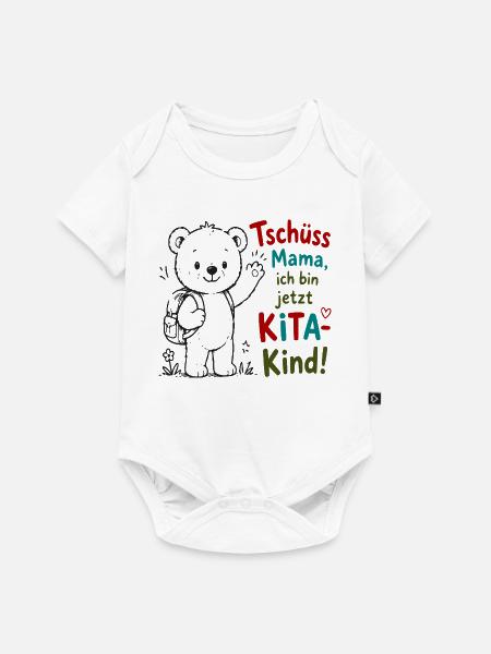 Kita Abschiedsbär mit Gruß - Baby Premium Kurzarmbody - Weiß