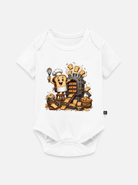 Küchenheld Toastbrotscheibe - Baby Premium Kurzarmbody - Weiß
