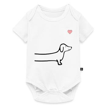 Dackel Herz Hunde - Baby Premium Kurzarmbody - Weiß - Vorne