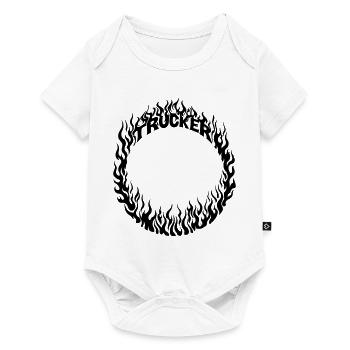 Trucker Feuer Ring detailliert - Farbe veränderbar - Baby Premium Kurzarmbody - Weiß - Vorne