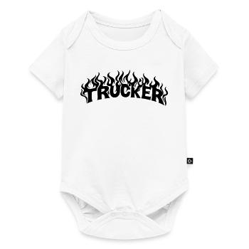 Trucker Schriftzug Flammen - Farbe veränderbar - Baby Premium Kurzarmbody - Weiß - Vorne