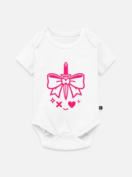 Rosa Schleife mit Dolch - Baby Premium Kurzarmbody - Weiß