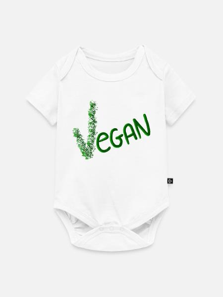 Vegan Statement in Green Brush - Baby Premium Kurzarmbody - Weiß