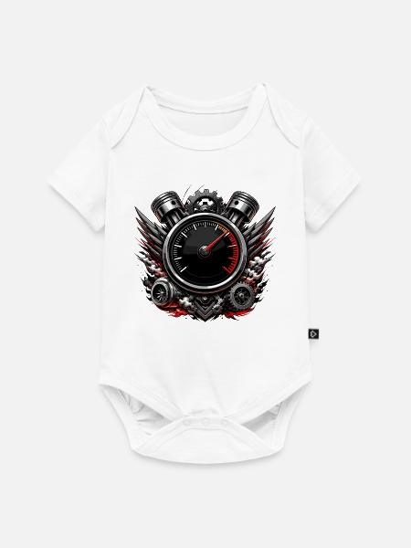Dynamisches Motor-Tacho Emblem - Baby Premium Kurzarmbody - Weiß