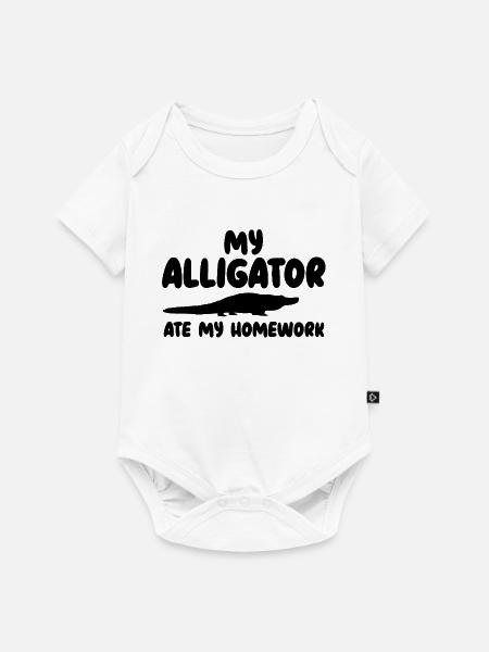 Alligator Silhouette Reptil - Baby Premium Kurzarmbody - Weiß