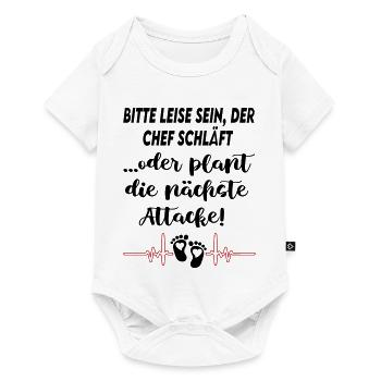 Bitte leise sein, der Chef schläft Babysprüche  - Baby Premium Kurzarmbody - Weiß - Vorne