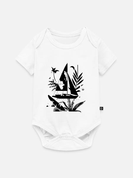 Segelboot Cartoon Look - Baby Premium Kurzarmbody - Weiß