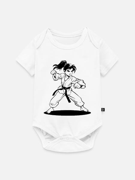 Karate Mädchen Comic Look - Baby Premium Kurzarmbody - Weiß