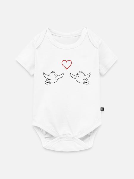 Vögel Verliebt - Baby Premium Kurzarmbody - Weiß