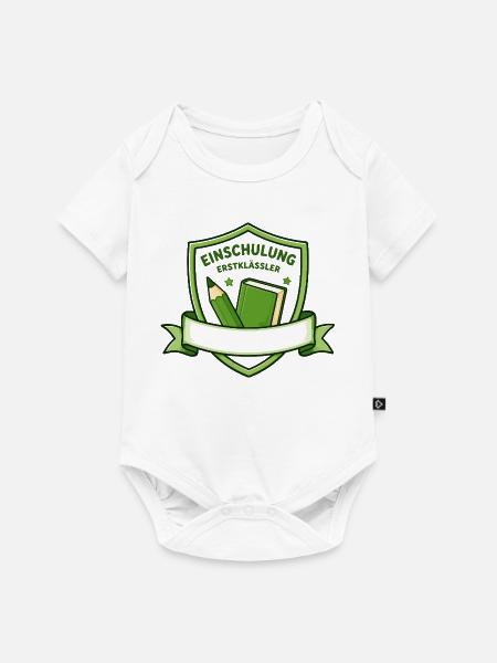 Einschulung Erstklässler Schild Motiv - Baby Premium Kurzarmbody - Weiß