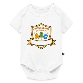 Einschulung ABC Schild Motiv - Baby Premium Kurzarmbody - Weiß - Vorne