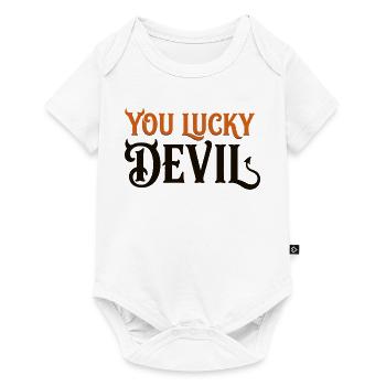 Du Glücklicher Teufel – Lustiges Teufels-Halloween-T-Shirt - Baby Premium Kurzarmbody - Weiß - Vorne