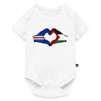 Kap Verde Palaestina Flagge Hände Herzform - Baby Premium Kurzarmbody - Weiß - Vorne