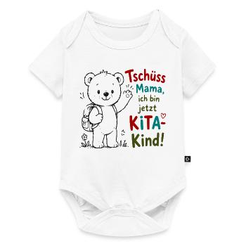 Kita Abschied Teddy Tschüss Mama - Baby Premium Kurzarmbody - Weiß - Vorne