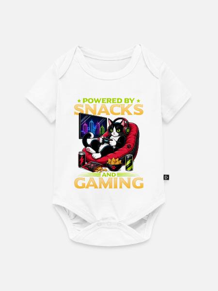 Gamer Gaming Cat Video Game - Baby Premium Kurzarmbody - Weiß