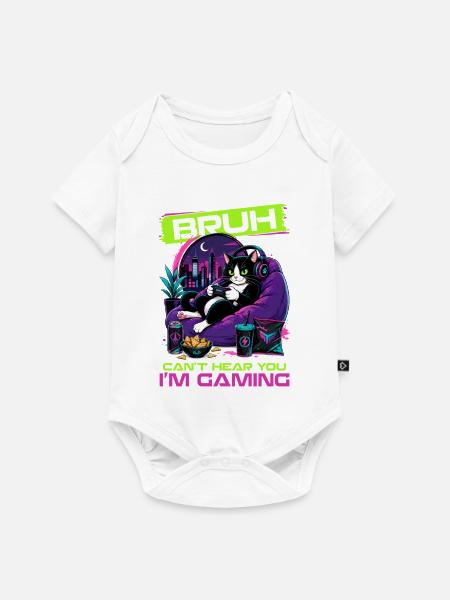 Gamer Gaming Cat Video Game - Baby Premium Kurzarmbody - Weiß