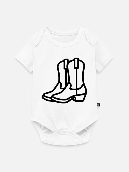 Cowboystiefel - Baby Premium Kurzarmbody - Weiß