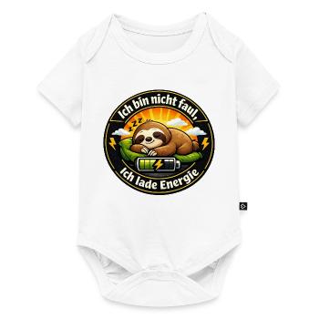 Ich lade Energie Faultier - Baby Premium Kurzarmbody - Weiß - Vorne