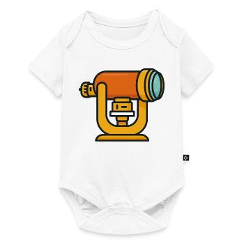 Orange Teleskop Cartoon - Baby Premium Kurzarmbody - Weiß - Vorne