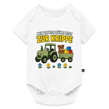 Mein Traktor fährt jetzt zur Krippe – Kinder - Baby Premium Kurzarmbody - Weiß - Vorne