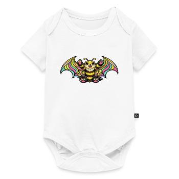 Chauve-souris arc-en-ciel avec des ailes - Body à manches courtes Premium Bébé - blanc - Devant