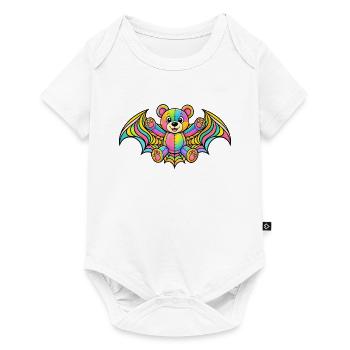 Regenbogenbär mit Flügeln - Baby Premium Kurzarmbody - Weiß - Vorne