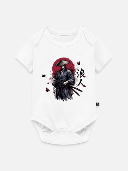 Schattensamurai im Herbstrot - Baby Premium Kurzarmbody - Weiß