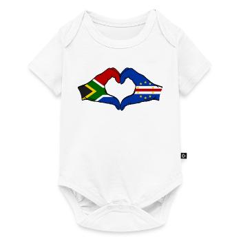 Drapeau du Cap-Vert Afrique du Sud Mains Forme de cœur - Body à manches courtes Premium Bébé - blanc - Devant