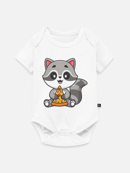 Waschbär-Pizza-Kumpel - Baby Premium Kurzarmbody - Weiß