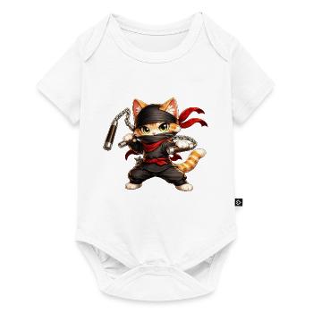 Ninja Katze - Baby Premium Kurzarmbody - Weiß - Vorne