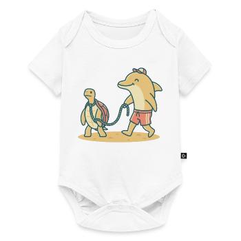Dolphin walks turtle - Baby Premium short-sleeve bodysuit - white - Front